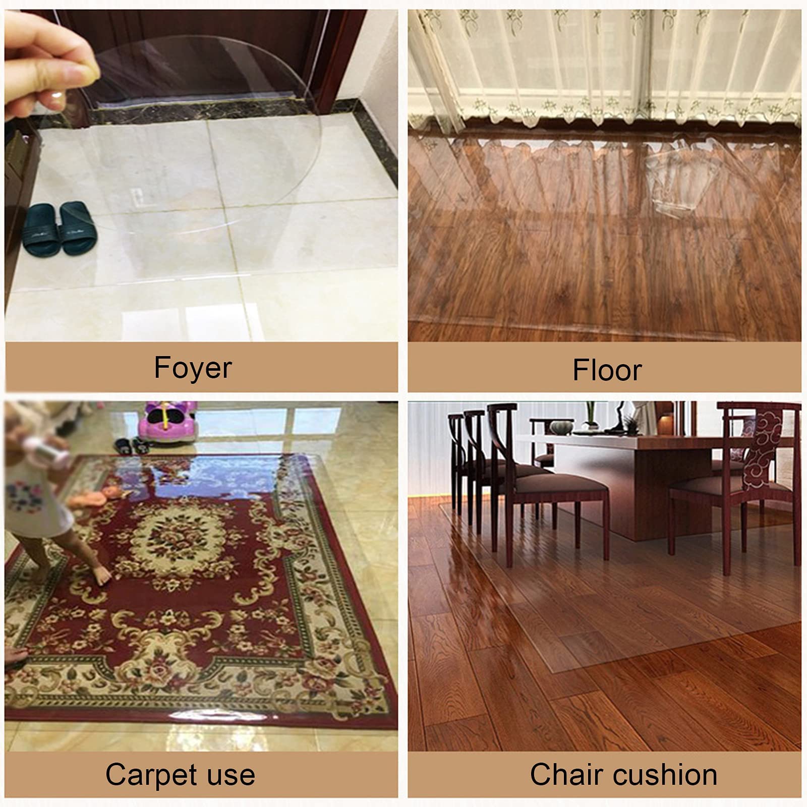 STARMS Tapis de Chaise de Bureau Pour Sol En Bois Dur, Tapis de Sol En Pvc Transparent, Antidérapant, Housse de Protection de Sol Pour Bureau À Domicile, Tapis de Chaise D'Ordinateur Pour Tapis de Sol