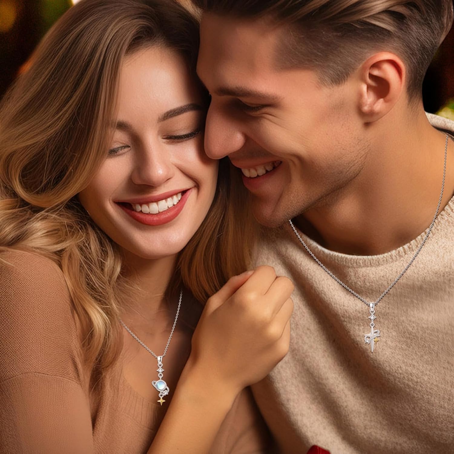 Star Necklace for Women Girls 925 Sterling Silver Star Moonstone Pendant Necklace Infinity/Round Spin Star Necklace Star Jewelry Gifts for Women Girls - Image 4