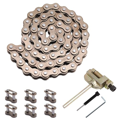 Stylemafia Cadena de arranque de 62 eslabones de 25H + rompedor de cadena, piñón trasero de cadena de arranque de 25H 62 eslabones con Master Link