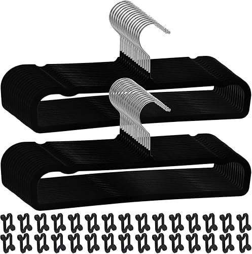 rutschfeste Hosenbügel,30-Packungen Samt Aufhänger für Schrank mit 30 Haken,Stark Langlebig Platzeinsparung Schlanker Hosenbügel,Ultra dünn & Beflockte Kleiderbügel für Hosen,Hemden