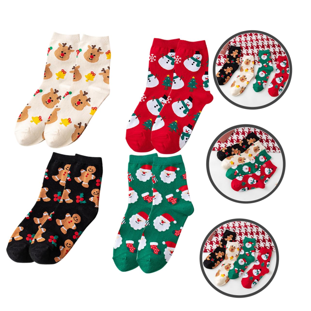 12 Paia Calzettoni Natalizi Invernali Fuzzy Colorati con Cartoon e Morbide per per Natale e