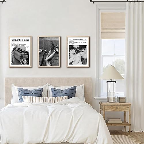 Miniatura 5 de Trendy The New York Times Wall Art 12x16in Wood Framed, Black and White Elegant Urban Feminist Canvas Posters, Retro Trendy Cocktail Girly Posters