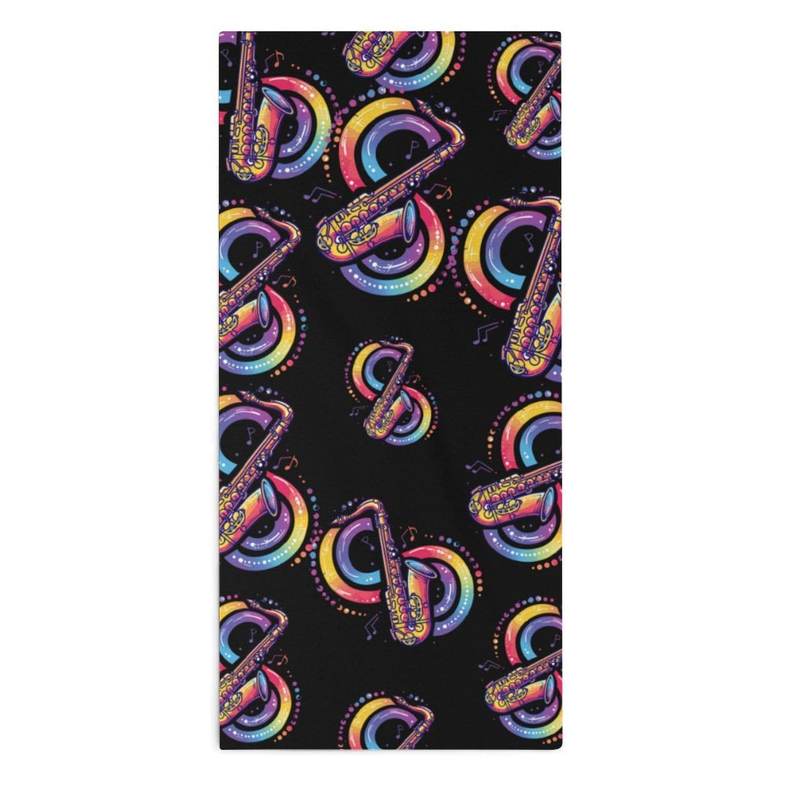 TXFBTRFSA Saxophonist Music Notes Saxophone Hand Towels for Adult Face Towel Bath Beach Swim Accessories