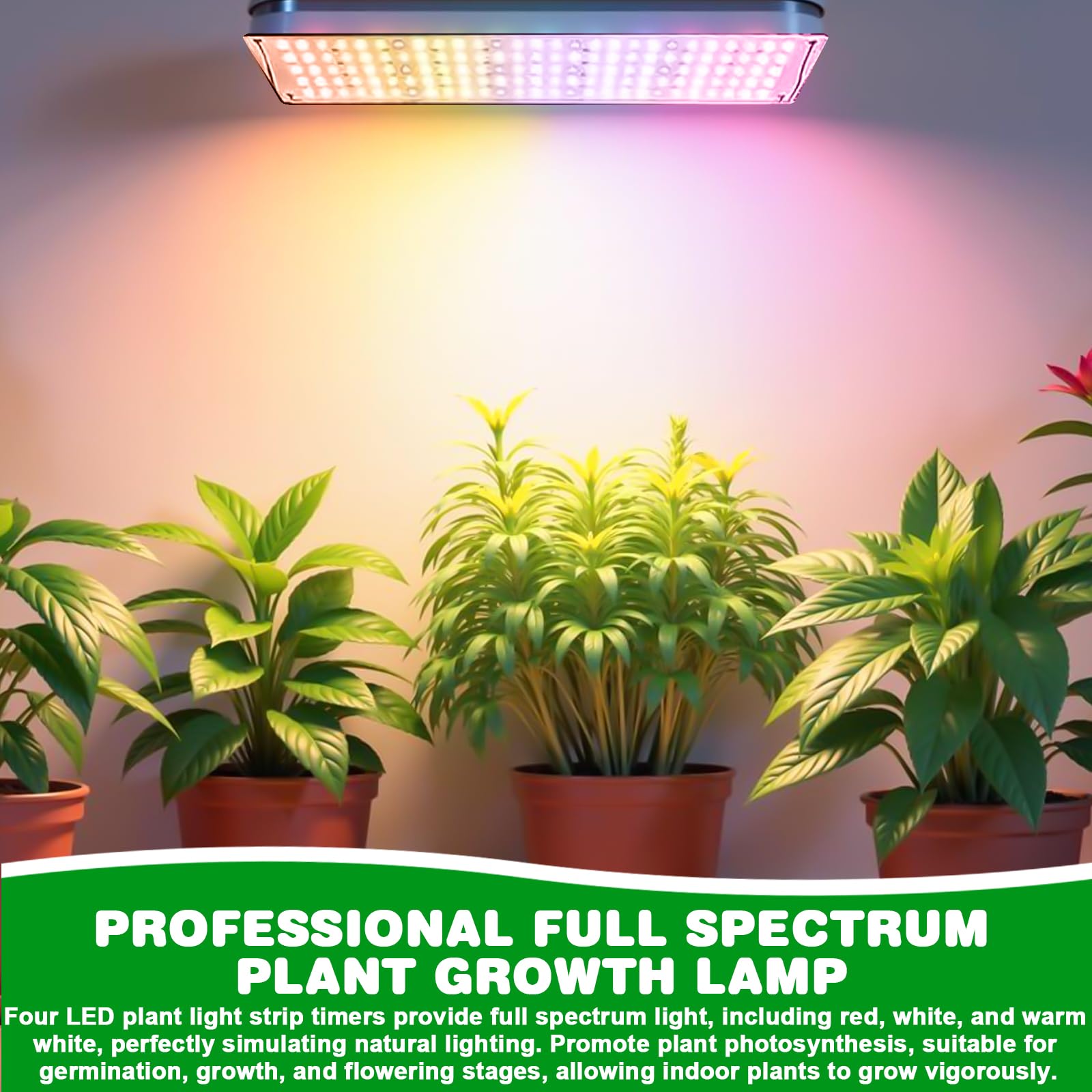 Lampada per piante a LED a spettro completo con 540 LED, 10 tipi di luminosità, lampada per piante, luce per coltivare con timer da 3/9/12H, per semi, piante e fiori, nero