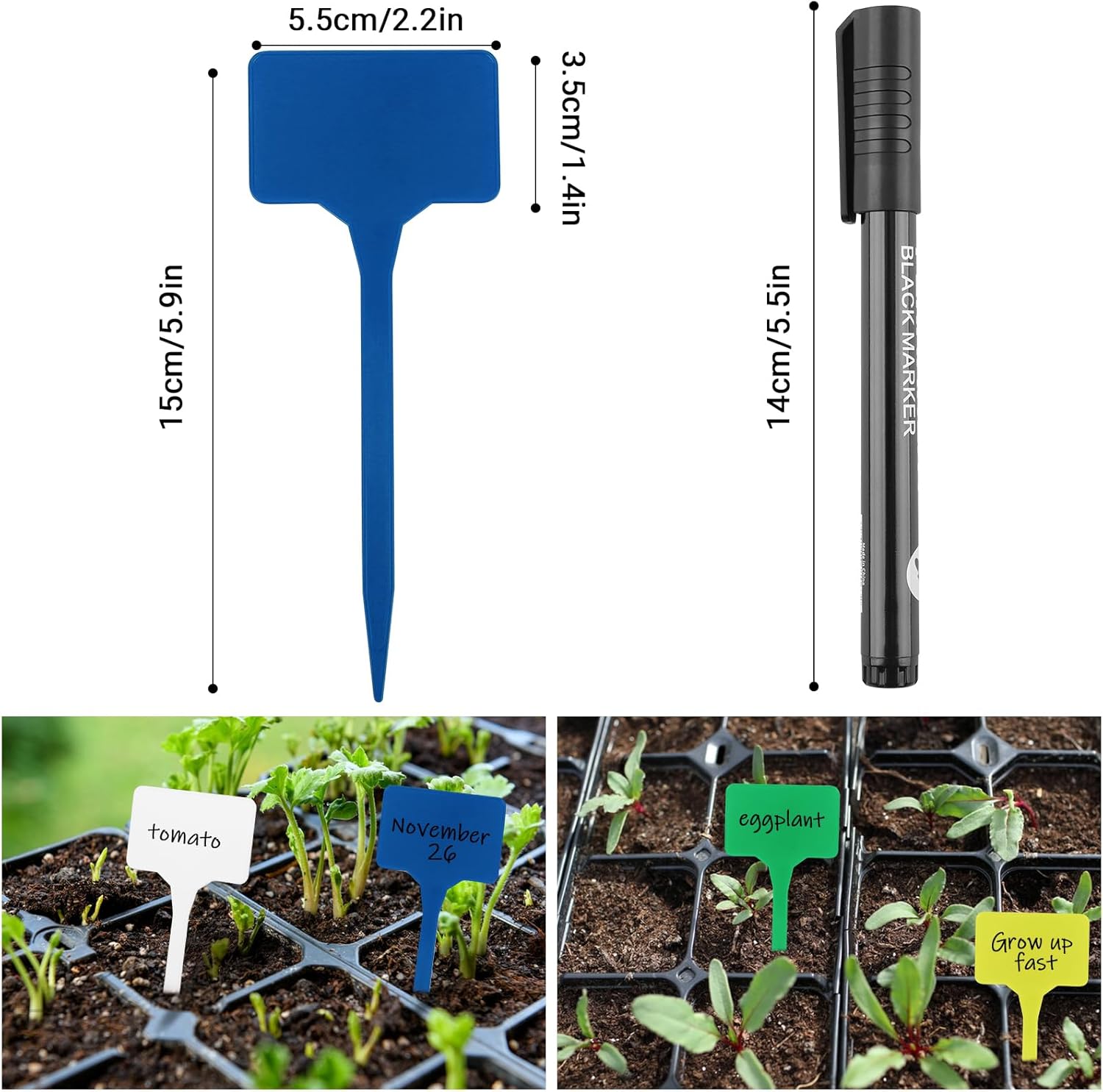 Greaner Multicolor Garden Plant Markers, 6 Inch Plant Markers and Labels for Outdoor Garden, Waterproof, Plant Label Stakes (50 PCS, 5.5x15cm) - Image 2
