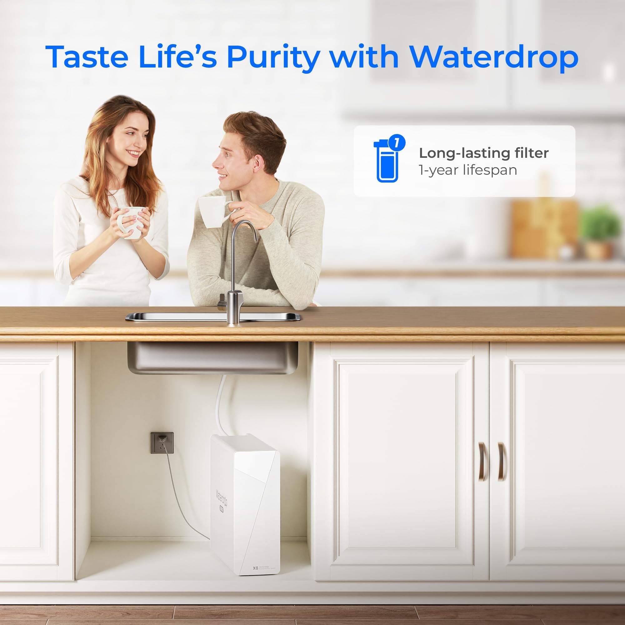 Waterdrop WD-F1G Filtro, Repuesto para Sistemas de Ósmosis Inversa WD-X12-Basic & WD-X8, Vida Útil de 12-Meses
