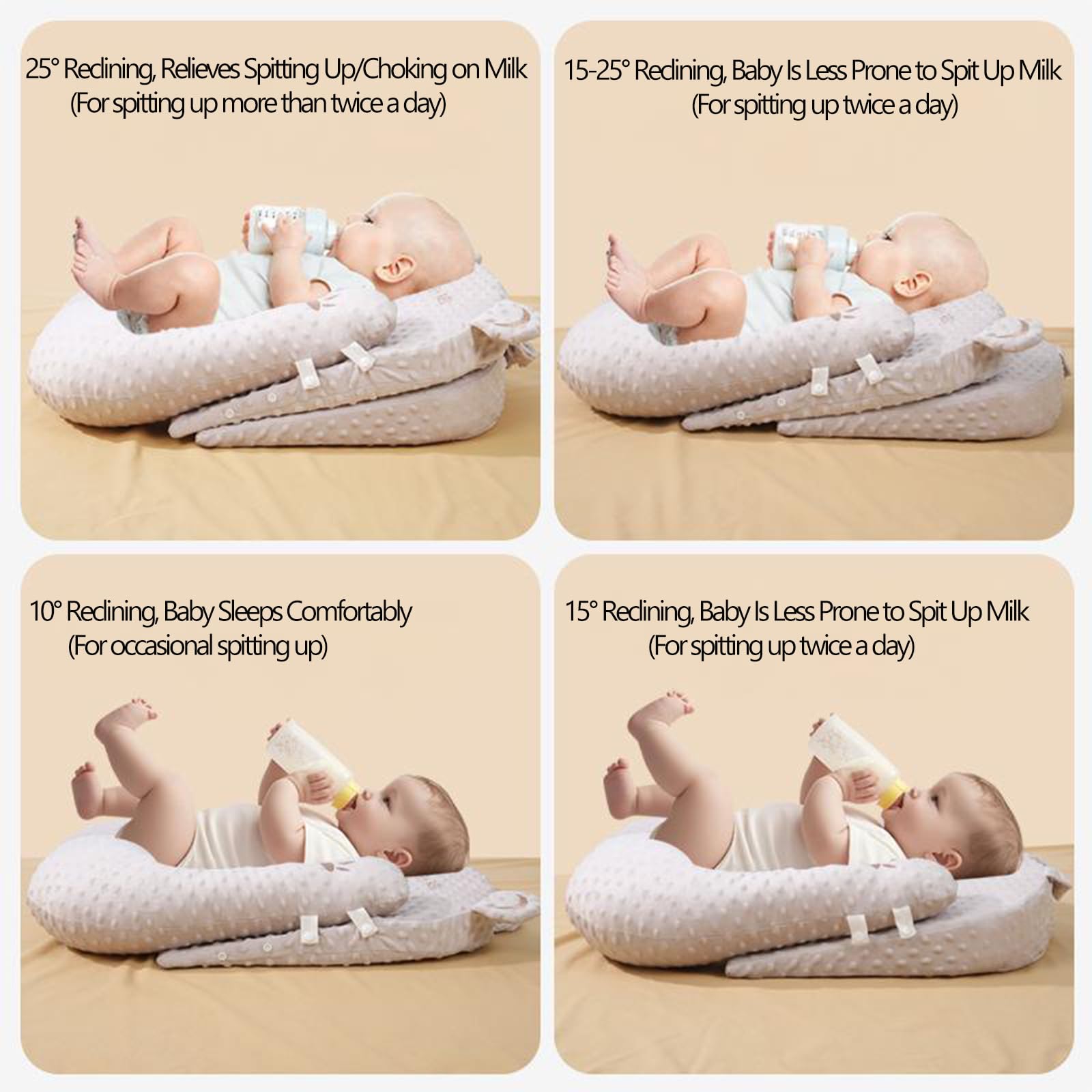 Cuscino Per Allattamento, Cuscino multifunzionale anti-reflusso, Cuscino Maternità per Allattamento Lavabile, Cuscino per allattamento per l'allattamento al biberon, cuscino regolabile a forma di U