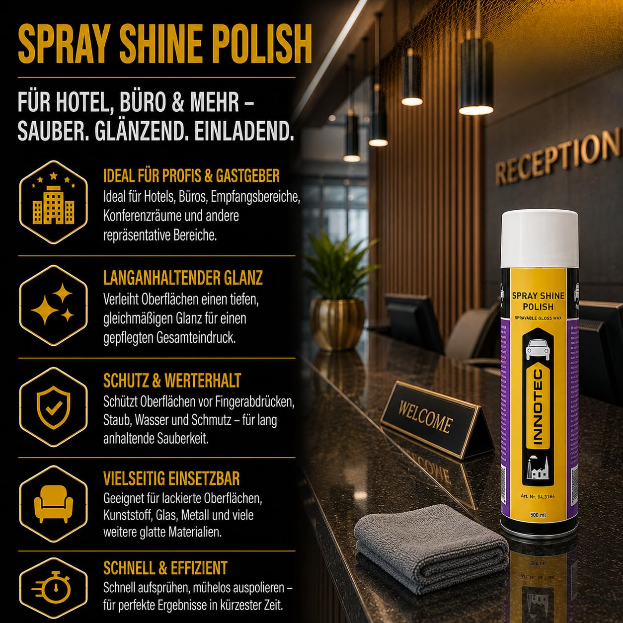 2 Stück Innotec Spray Shine Polish hochwertige Sprühpolitur - schnelles und müheloses Versiegeln von Lack- und Kunststoff-Flächen - für alle glatten und/oder lackierten Oberflächen