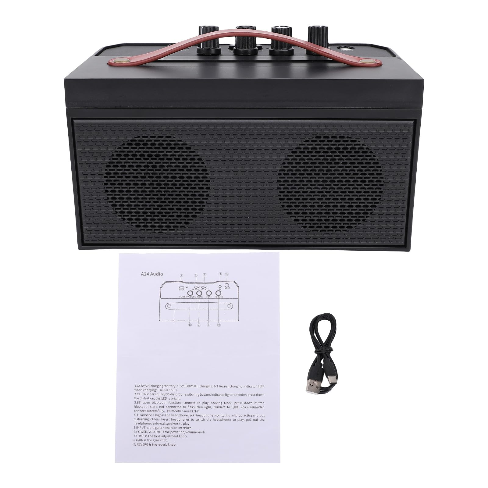 Generic Altavoz de Guitarra Acústica de 30W, Reverb y Distorsión, 5.0 Amplificador de Función de Sonido Transparente Portátil, para Guitarras Eléctricas