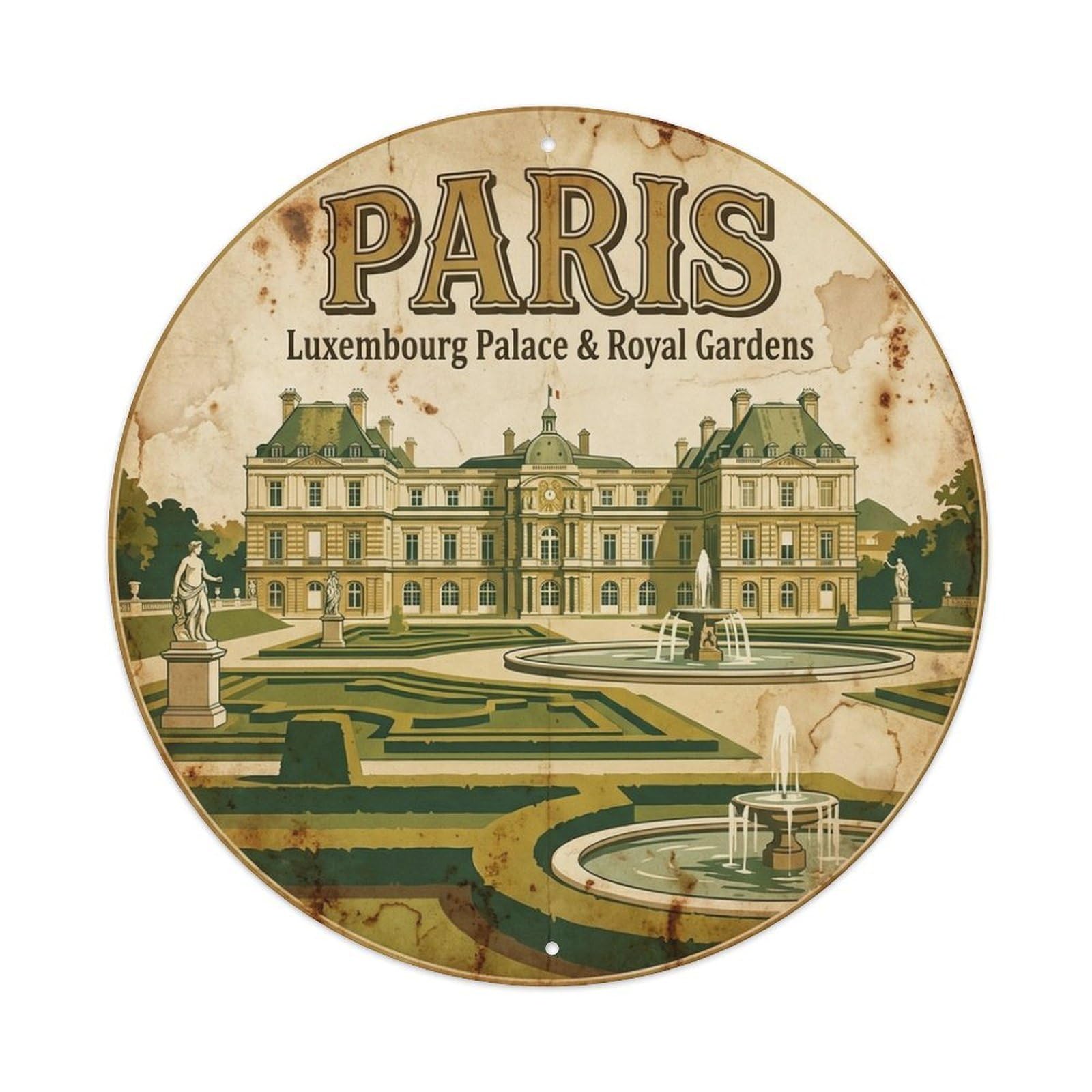 Luxembourg Palace Royal Gardens Paris Heritage Travel Metal Tin Sign