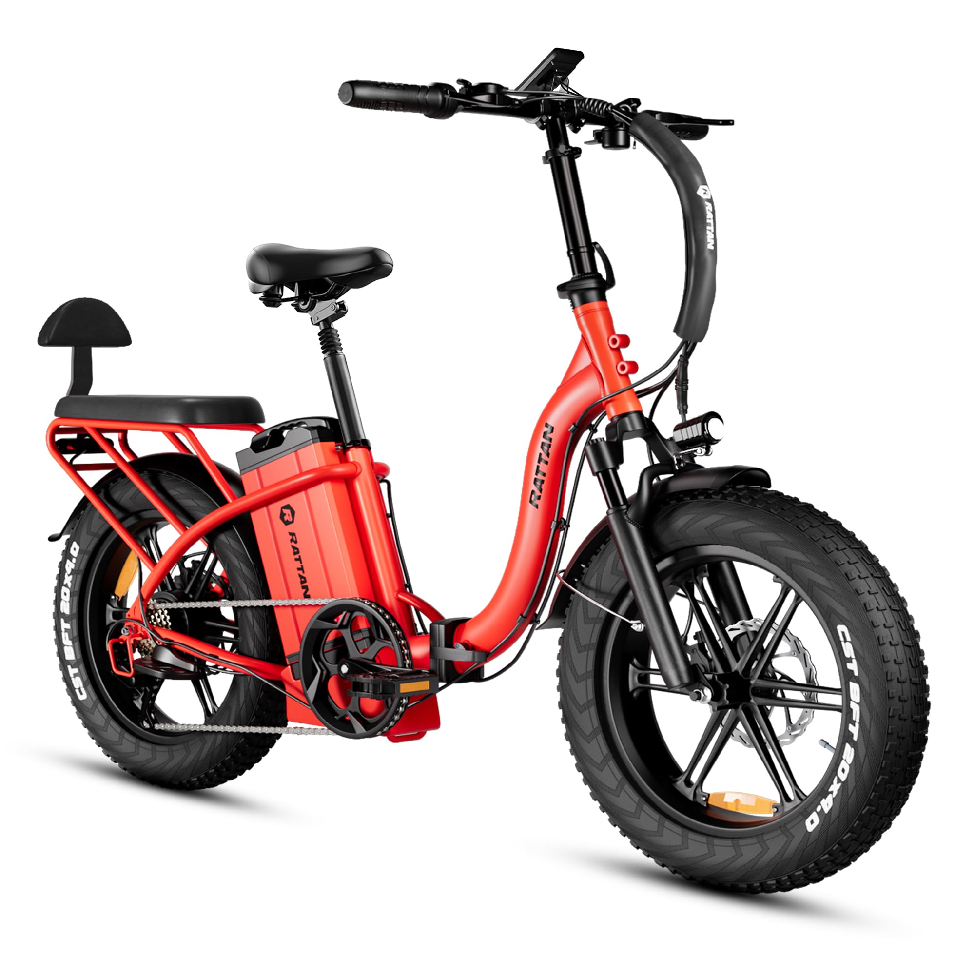 Rattan LM/LF Ultra Electric Bike, 40.5Ah Battery, 60-120Miles, Folding Electric Bike, 33MPH Foldable Ebikes, Hydraulic Brakes, 20" X 4.0 Tire Ebike, 2 Seater