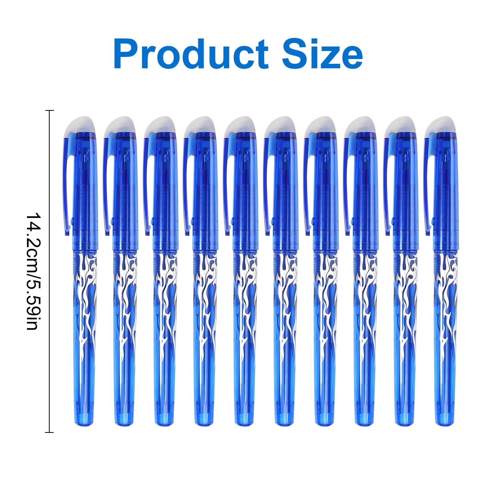 DUTIFUL 10PCS Erasable Gel Pens With Rubbers on End - Blue Ink - Rub Out Writing Instruments for Kids Adults - School Office Supplies - Image 2