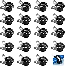 Stainless Steel Rubber Lined P Clips Assorted, 19 Pcs 13mm Hose Pipe Clamps, Hose Conduit Clips, Metal Wire Cable Clamps for Cable, Cord, Wire, Tube - 13mm