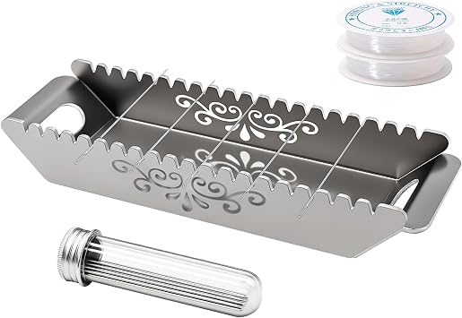 Sthmeyue Bead Baking Rack, Polymer Clay Tools, Clay Bead Drying Rack Jewelry Making Supplieswith 20 Pins & 2 Roll of Elastic Strings