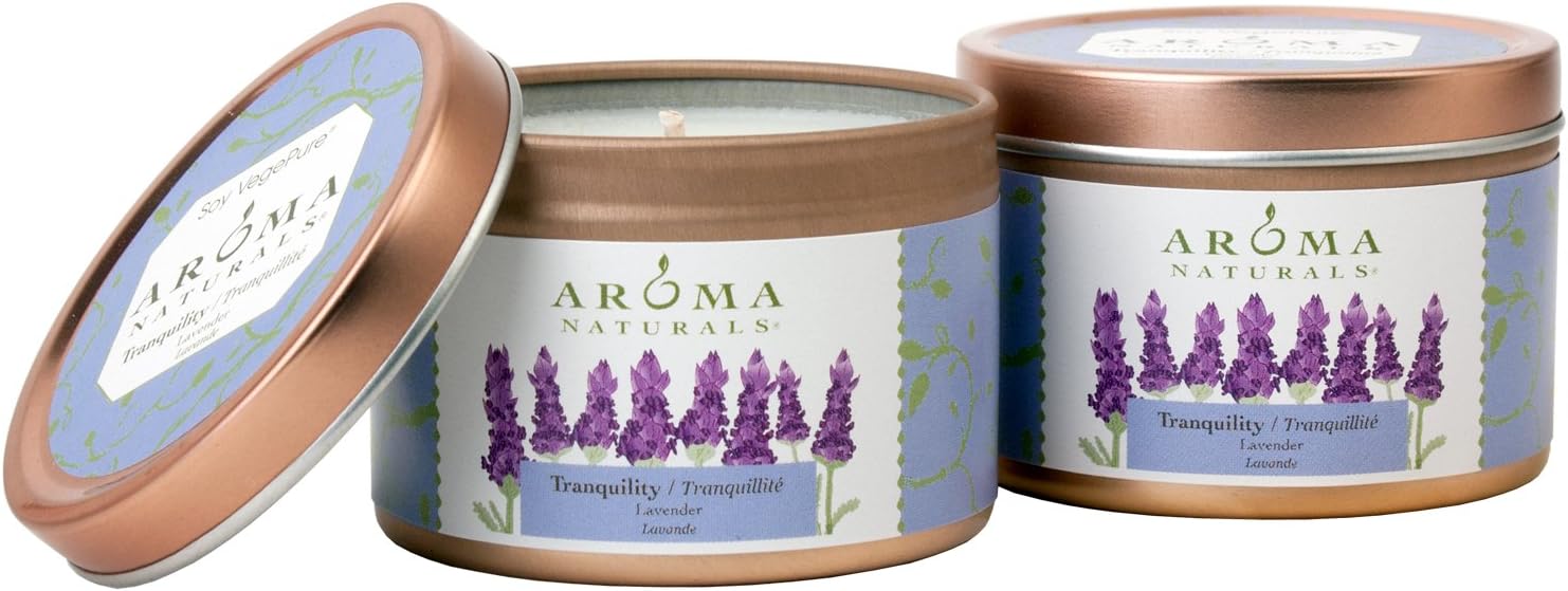 Aroma Naturals Tin Candle Lavender Essential Oil Natural