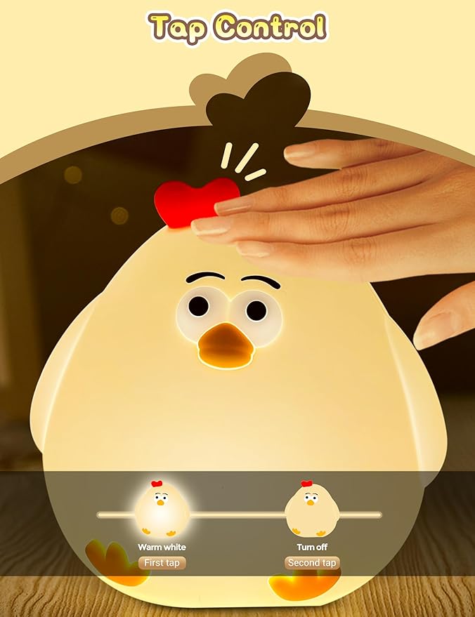 L LOHAS LED L LOHAS LED Night Light, Silicone Chick Cute Lamp,3 Level Dimmable,30 Minutes Timer Nightlight, Bedside Touch Night Light, Soft Lamp photo 3