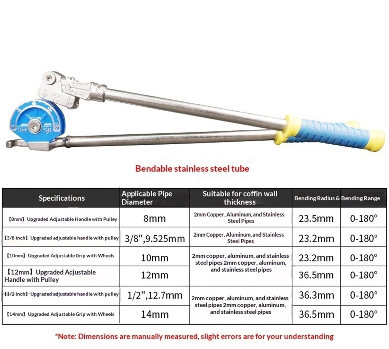 NGTFDCP Dobladora de anillos, Tubería De Acero Inoxidable Manual 5-22 Mm, Doblado Tubos Cobre Multifunción, Herramientas Tipo Palanca,para anillos de bricolaje(18mm)