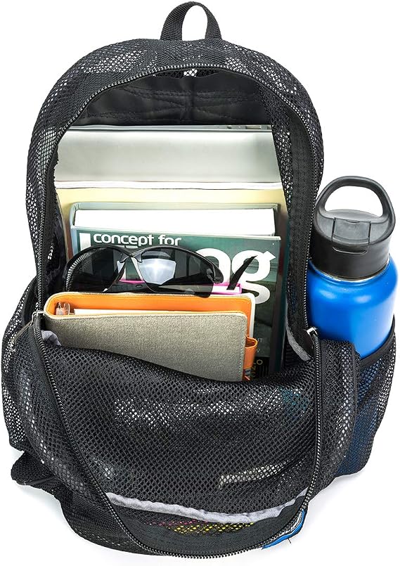 Heavy Duty Classic Student Mesh Backpack | Padded Straps | Black