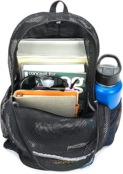 Heavy Duty Classic Student Mesh Backpack | Padded Straps | Black