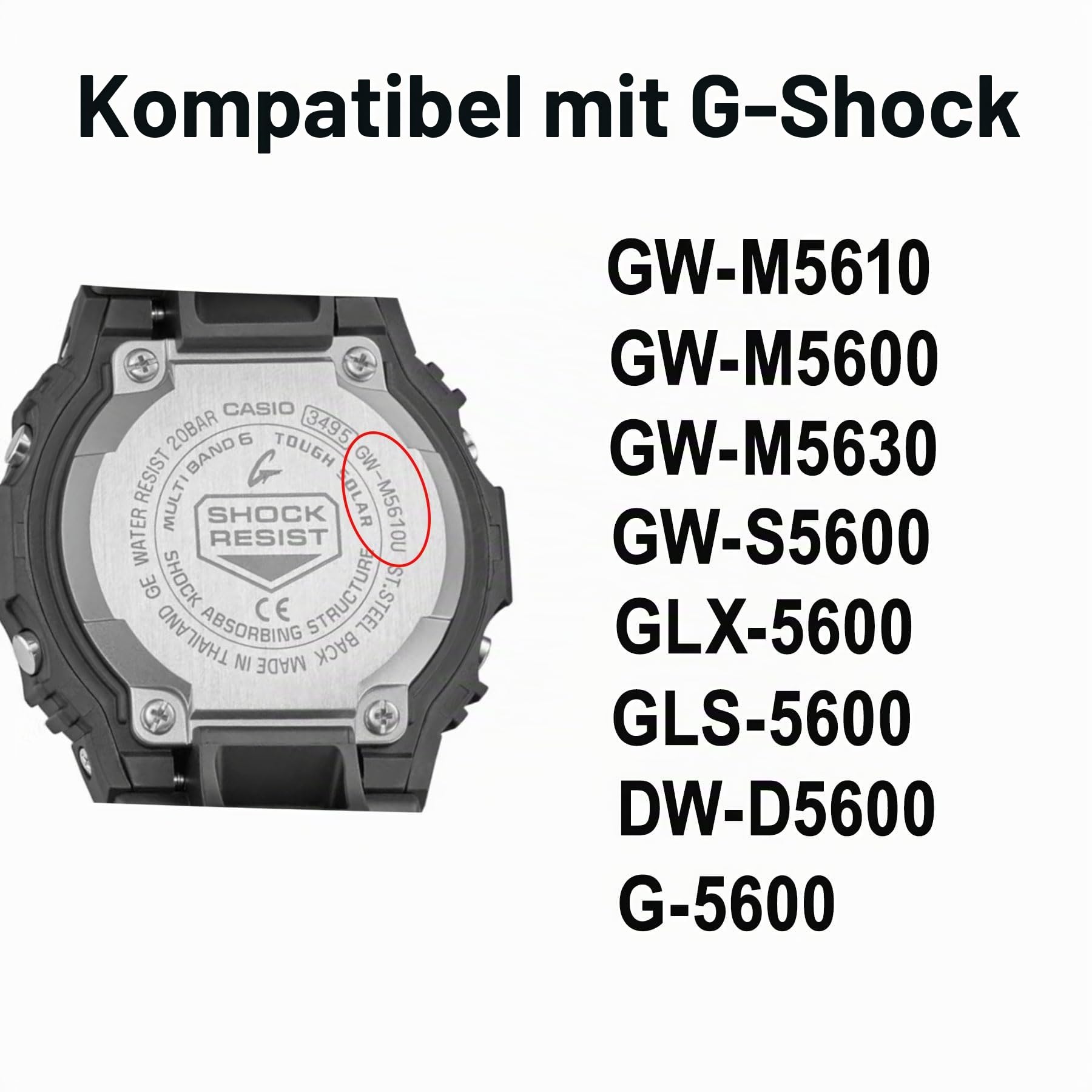316L Edelstahl-Armbanduhr und Lünette, kompatibel mit Casio GWM-5610 Watch Mod Kit Ersatz