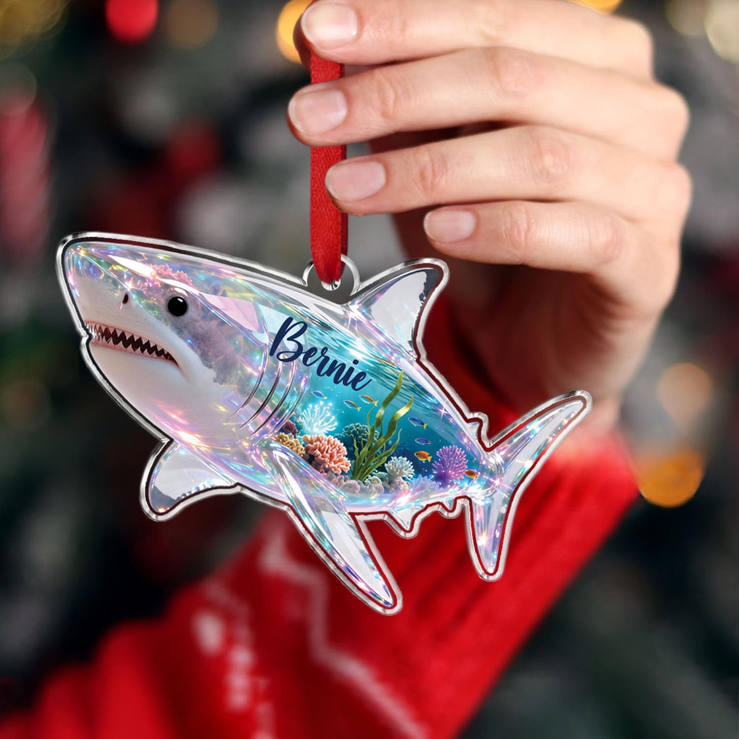 Personalized Shark 2D Flat Shape Ornament, Sharks Sea Animal Ornament, Sharks Hanging Xmas Tree, Gifts for Men Women Kids Friends, Customized Shark Christmas Ornaments 2026, Beach Themed Keepsake - Image 4