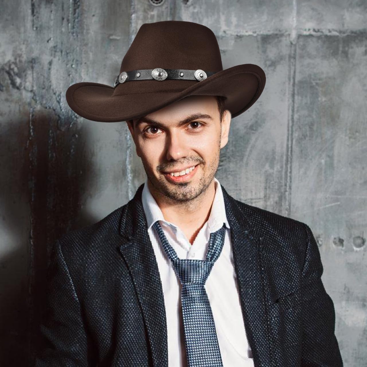 SAFIGLE Western Cowboy Hat for Men and Women Felt Wide Brim Top Hat Classic Western Party Costume Accessory - Image 4