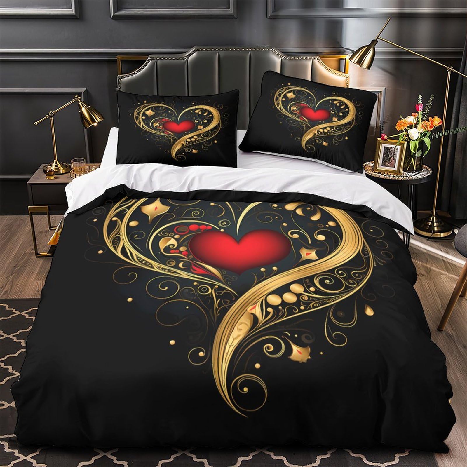 Housse de couette patins rétro anti-décoloration 3D avec fermeture éclair