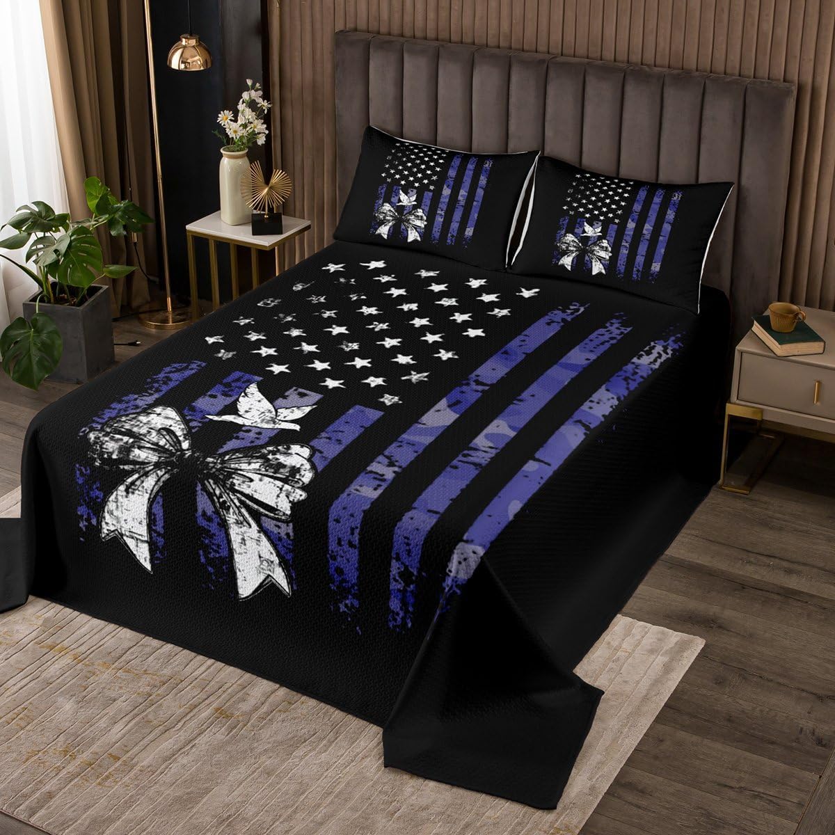 Erosebridal Cowhide Coverlet Set King Size Cow Print Bedspread for Kids Girls Boys Western Farm Rustic Fur Highland Skin Quilted Coverlet Beige Blue Soft Luxury Quilted