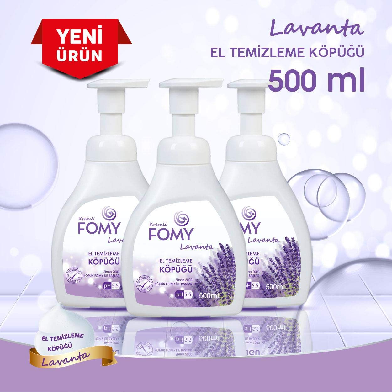 FOMY Doğal Lavanta Köpük Sabun El Yüz Vücut 500 ml