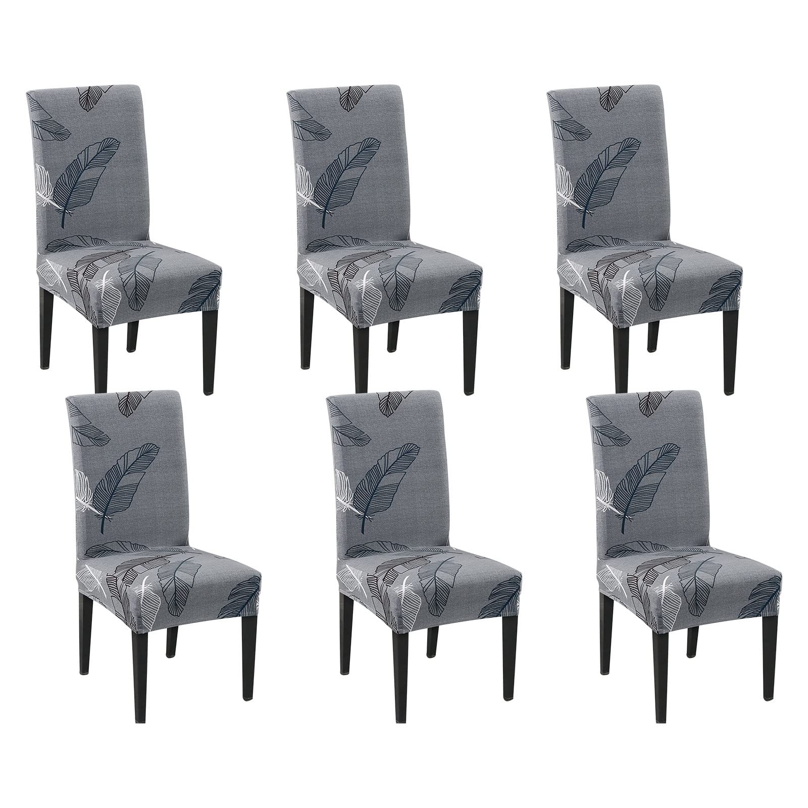 Housse chaises spandex la plume vintage gris lot de 6 pièces KnSam