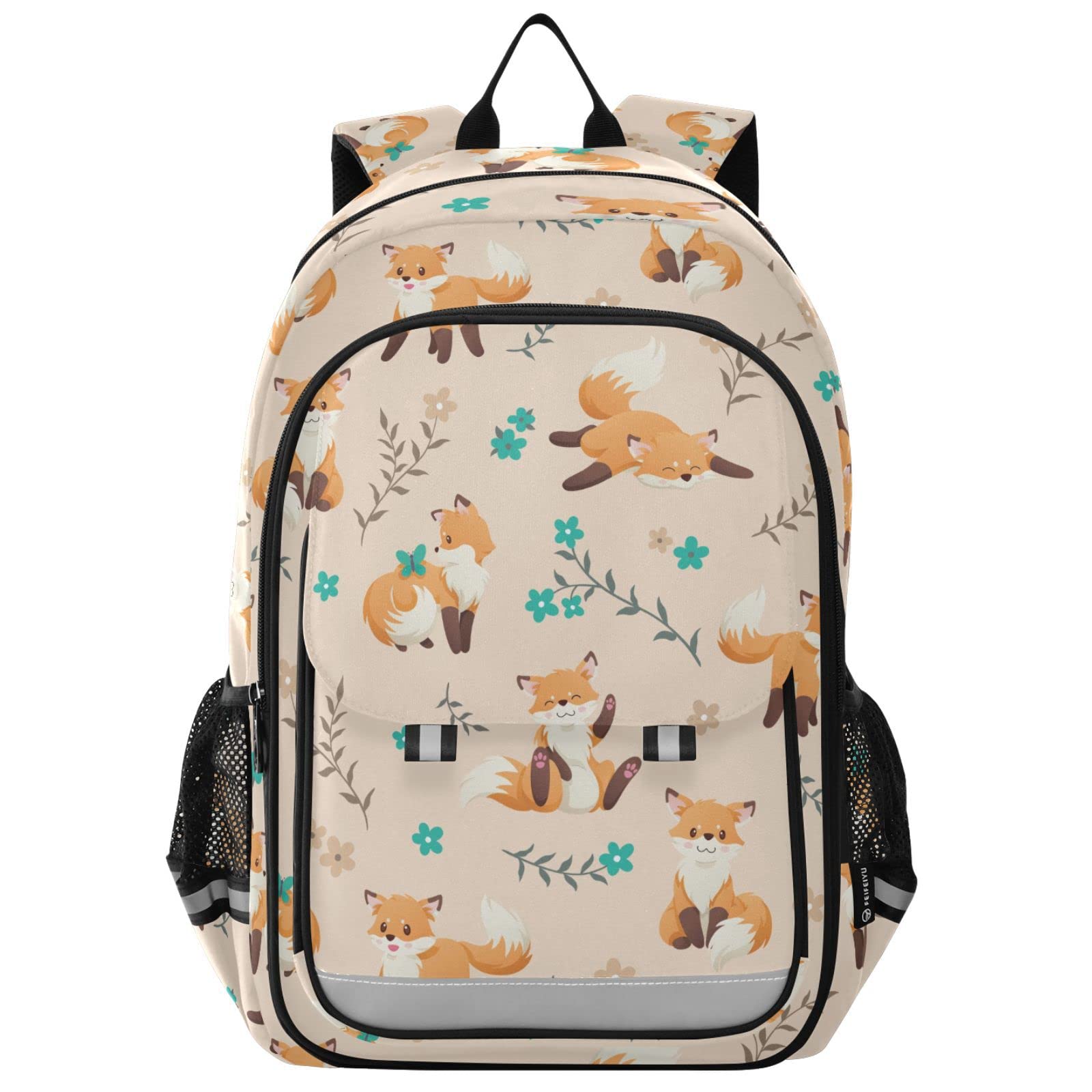 senya Fox Forest Animals Backpack for Women Men, Large Student School Bookbag 15.6 in Laptop Bag Purse Travel Casual Daypack