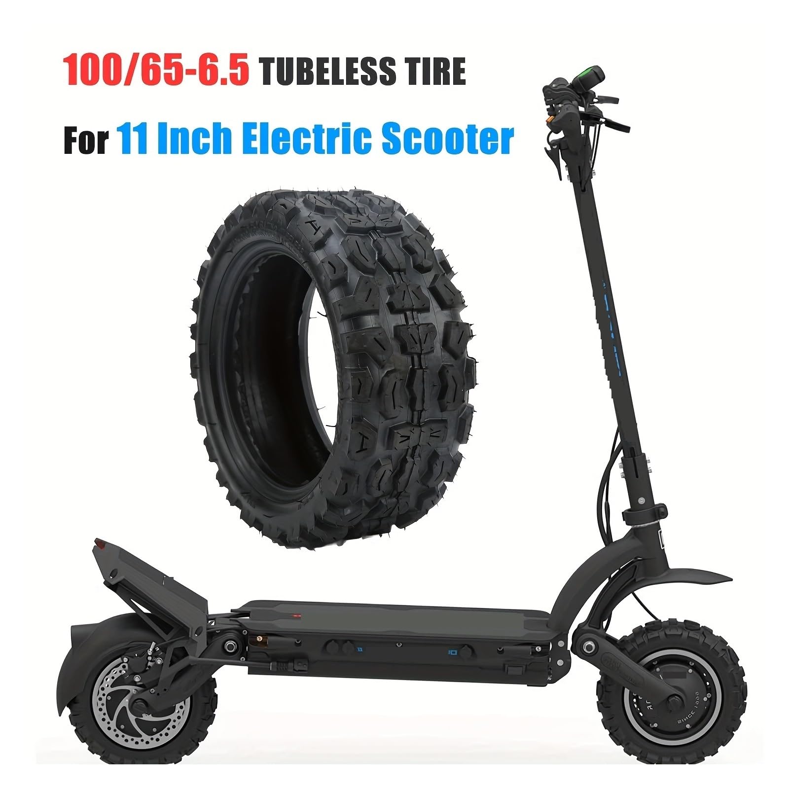 Opona terenowa 100/65-6,5, 11-calowa opona bezdętkowa 1 szt., kompatybilna z częściami do hulajnogi elektrycznej Dualtron Thunder Ultra, Speedual Plus, Zero 11X