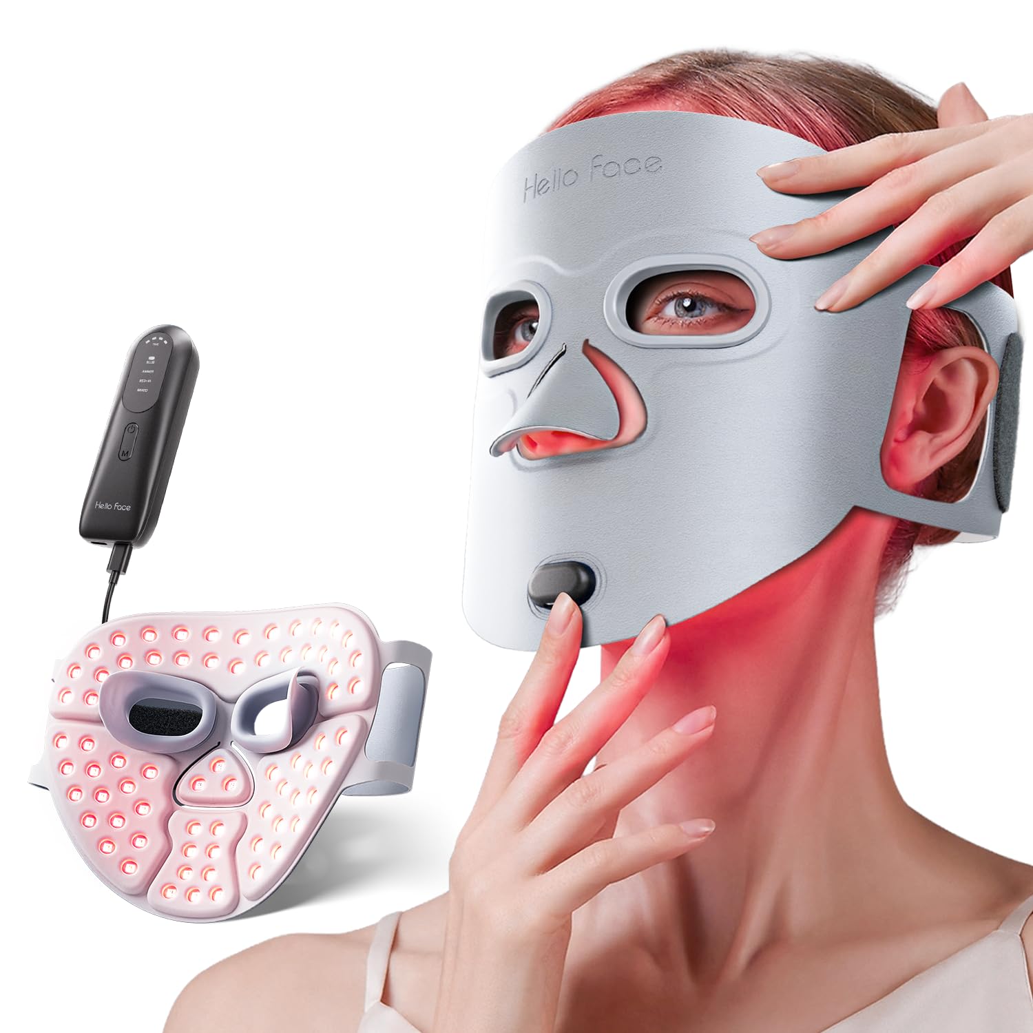 Máscara de Luz Roja Facial, 280 LEDs con Tecnología Triple-Chip, 4 Modos de Terapia, Control Remoto, Protección Ocular, Dispositivo Aprobado por la FDA para el Cuidado de la Piel en el Hogar