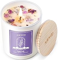 AOOVOO Lavender Scented Soy Candle with Crystals - 10oz Aromatherapy Relaxation Gift for Women, Mom, Birthdays & Valentine's