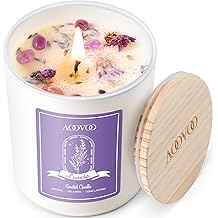 AOOVOO Lavender Scented Candles for Women - Aromatherapy Candle with Crystals Inside, 10oz Soy Candles for Home Scented, Birthday Gifts Mothers Day Candle for Women Mom