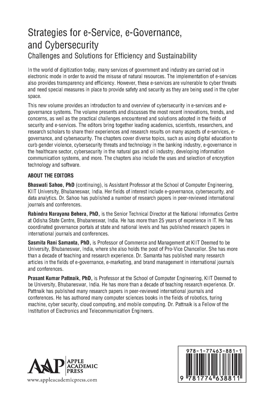 Strategies for e-Service, e-Governance, and Cybersecurity: Challenges and Solutions for Efficiency and Sustainability