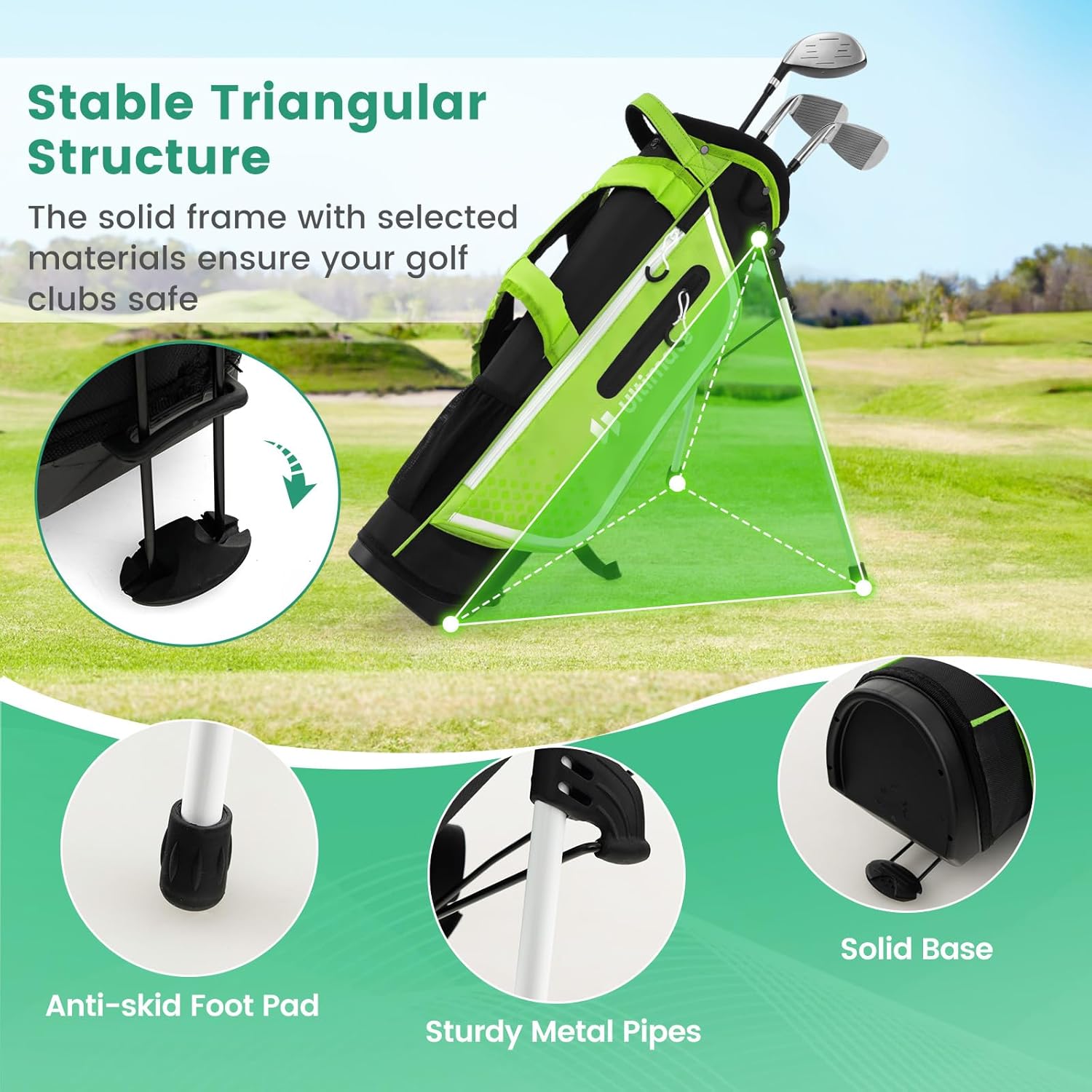Tangkula Kids Golf Club Set Right Hand, Junior Complete Golf Club Set with 300CC #1 Driver & #7/#S Irons & Putter, Head Cover & Rain Hood, Golf Stand Bag, Golf Clubs Set for Children Age 8-10