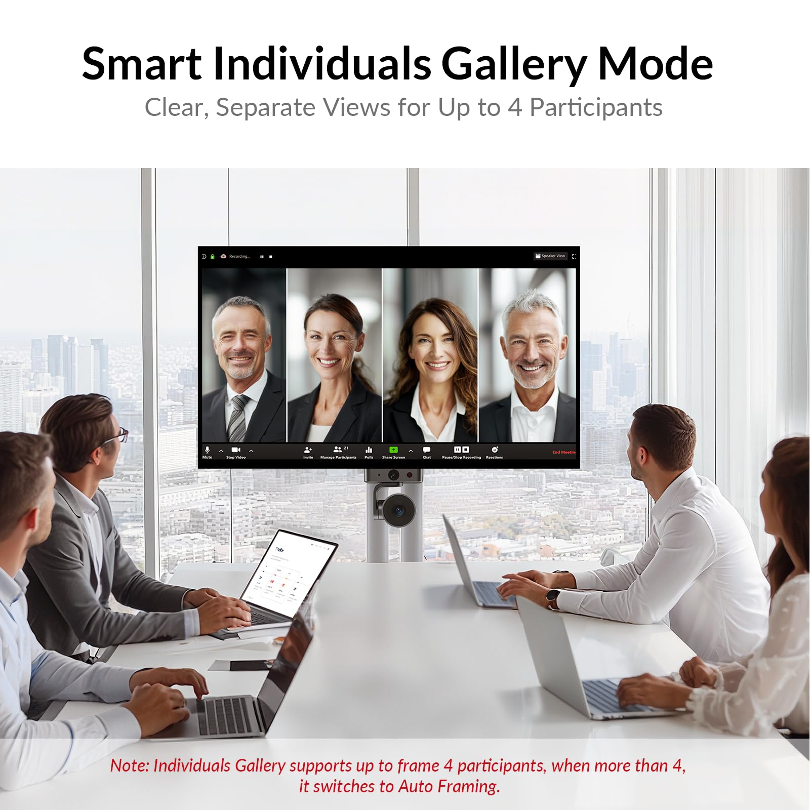 Sistema di conferenza tutto in uno: webcam a doppia lente 4K + vivavoce Bluetooth