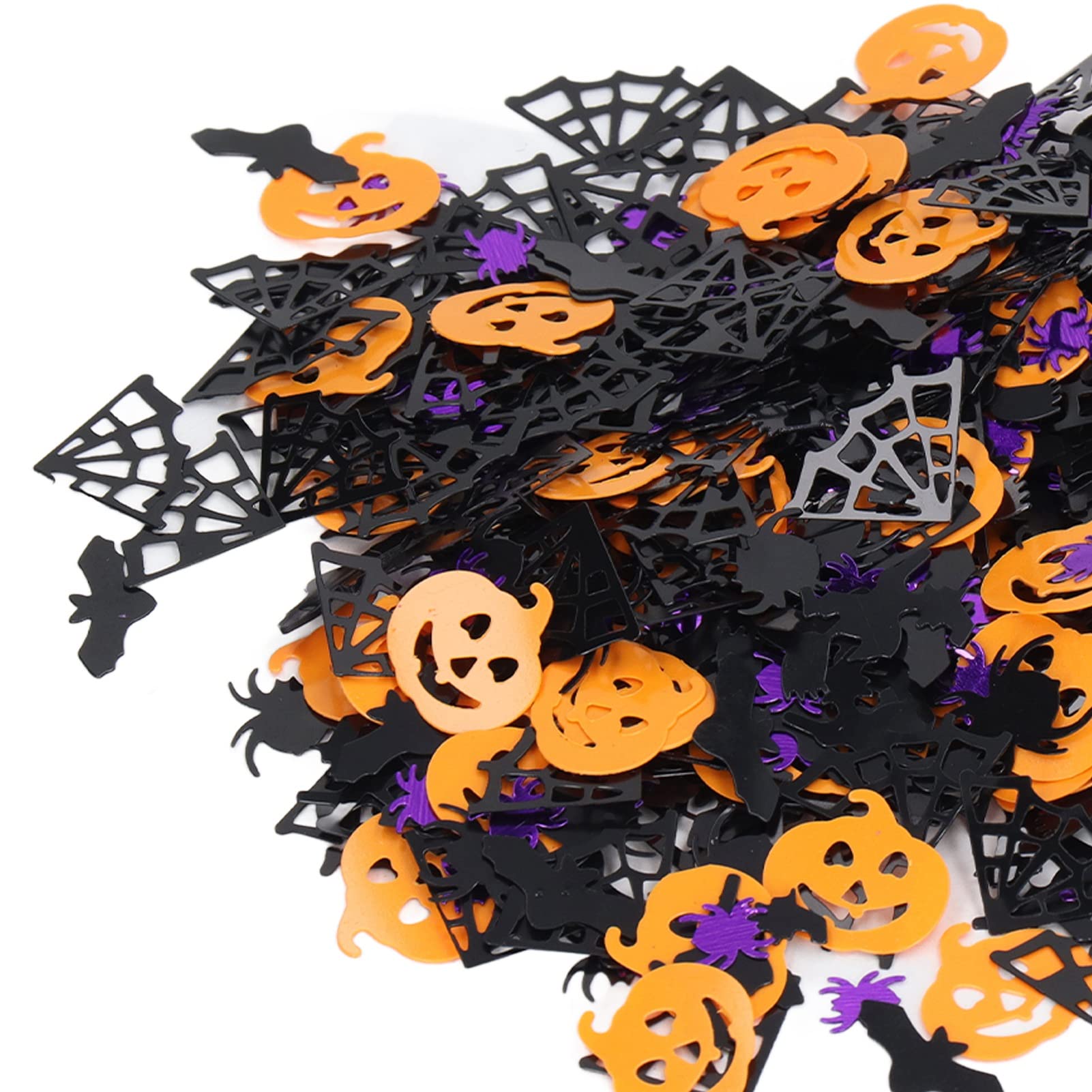 Lezevn Coriandoli di Halloween da 28.3 g con paillettes metallizzate in lamina di metallo pipistrello, gatto, strega, ragno, zucca, nero e arancione, coriandoli per decorazioni per feste di Halloween