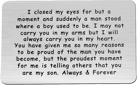 PLITI To My Son Wallet Card Proud of You Gifts I Closed My Eyes for A Moment Engraved Wallet Card for Son Closed My Eyes