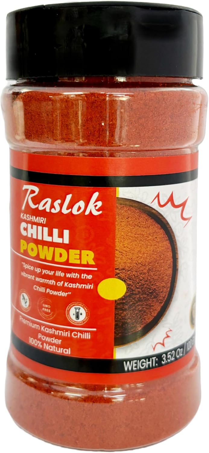 Chilli Powder Shaker Raslok Pure Kashmiri Chilli Powder - 3.52oz (Deggi Mirch, Low Heat ...