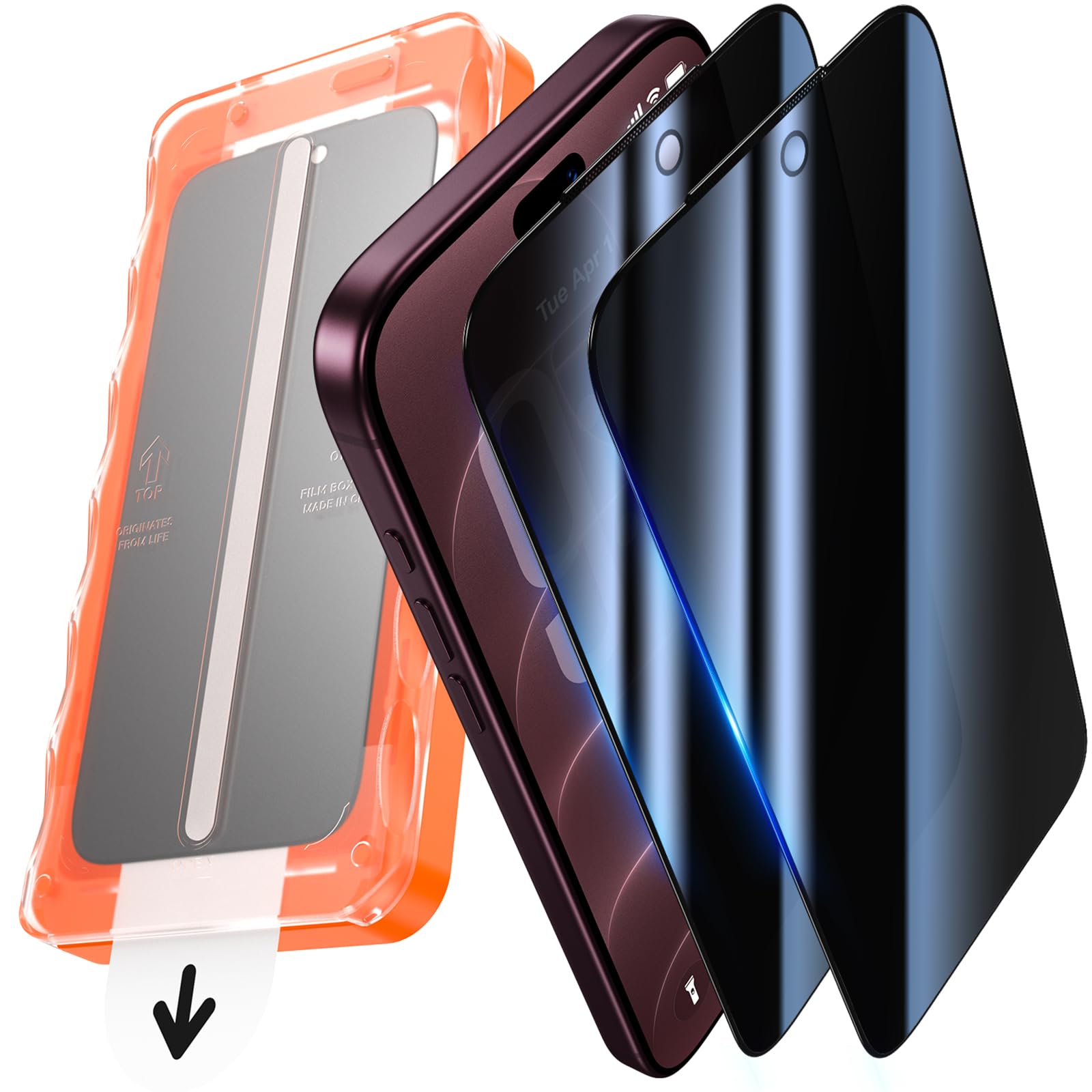 UniqueMe für iPhone 18 Pro Max für Panzerglas Sichtschutz - 2 Stück Folie