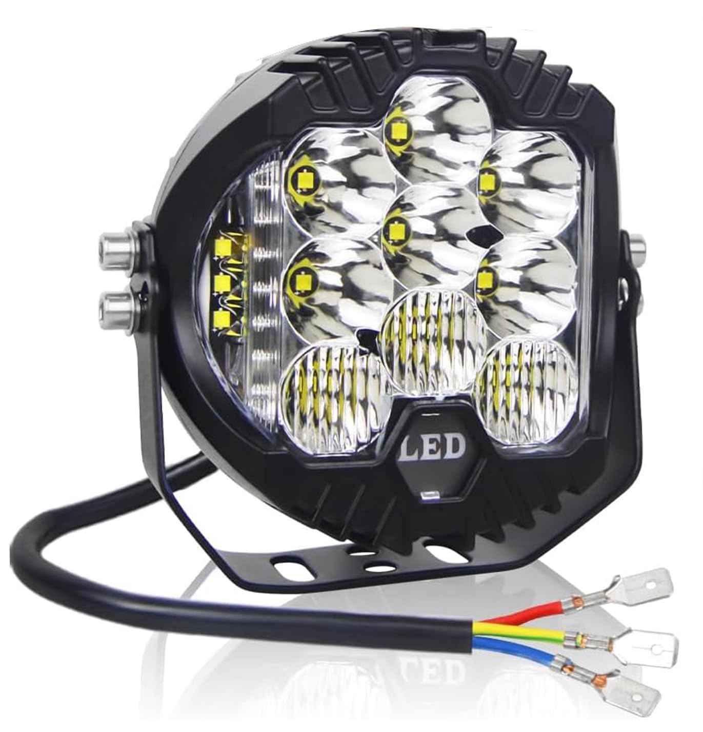 Willpower 1PCS Phare de Travail LED lumière blanche, 7 pouce 75W Phare led 12v pour Voiture 4x4 Camion Tracteur SUV Bateau
