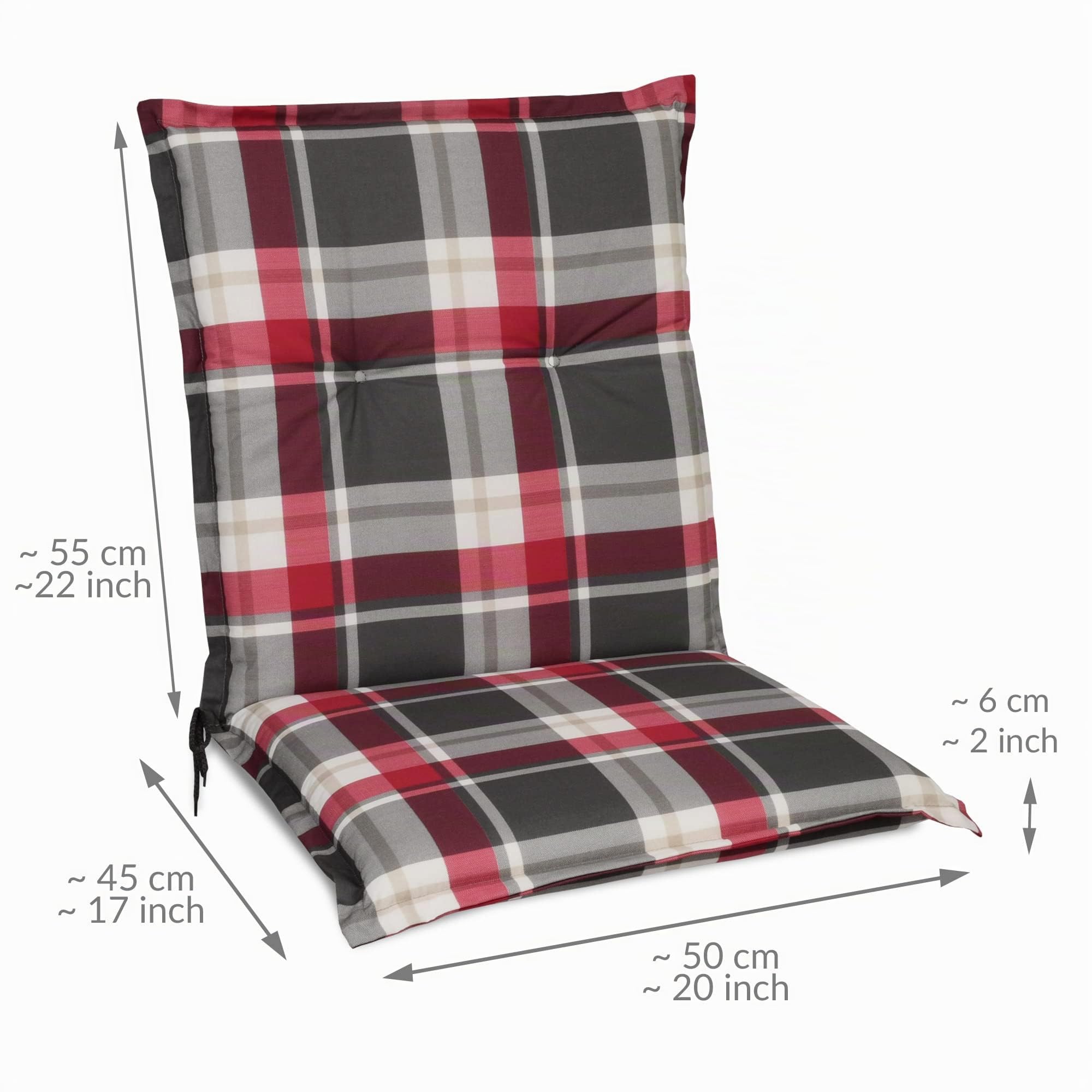 Beautissu Set 6 Cojines sillas Exterior jardín con Respaldo bajo Acolchado | 100x50x6cm Burdeos tumbonas mecedoras Asientos cómodo Resistente a Rayos UV luz terraza almohadillas Sunny RK