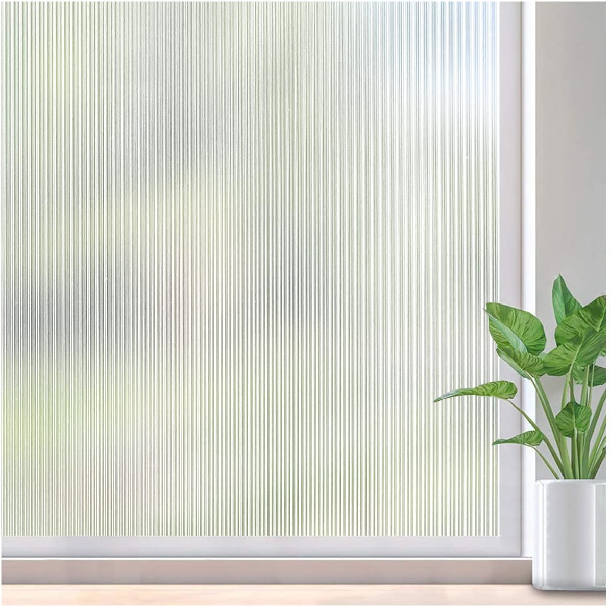 Lifetree Reeded Glass Window Film Privacy: 3D Decorative Vinyl Window Privacy Film Static Cling UV Blocking for Glass Windows Door (Matt, 44.5 * 300cm)