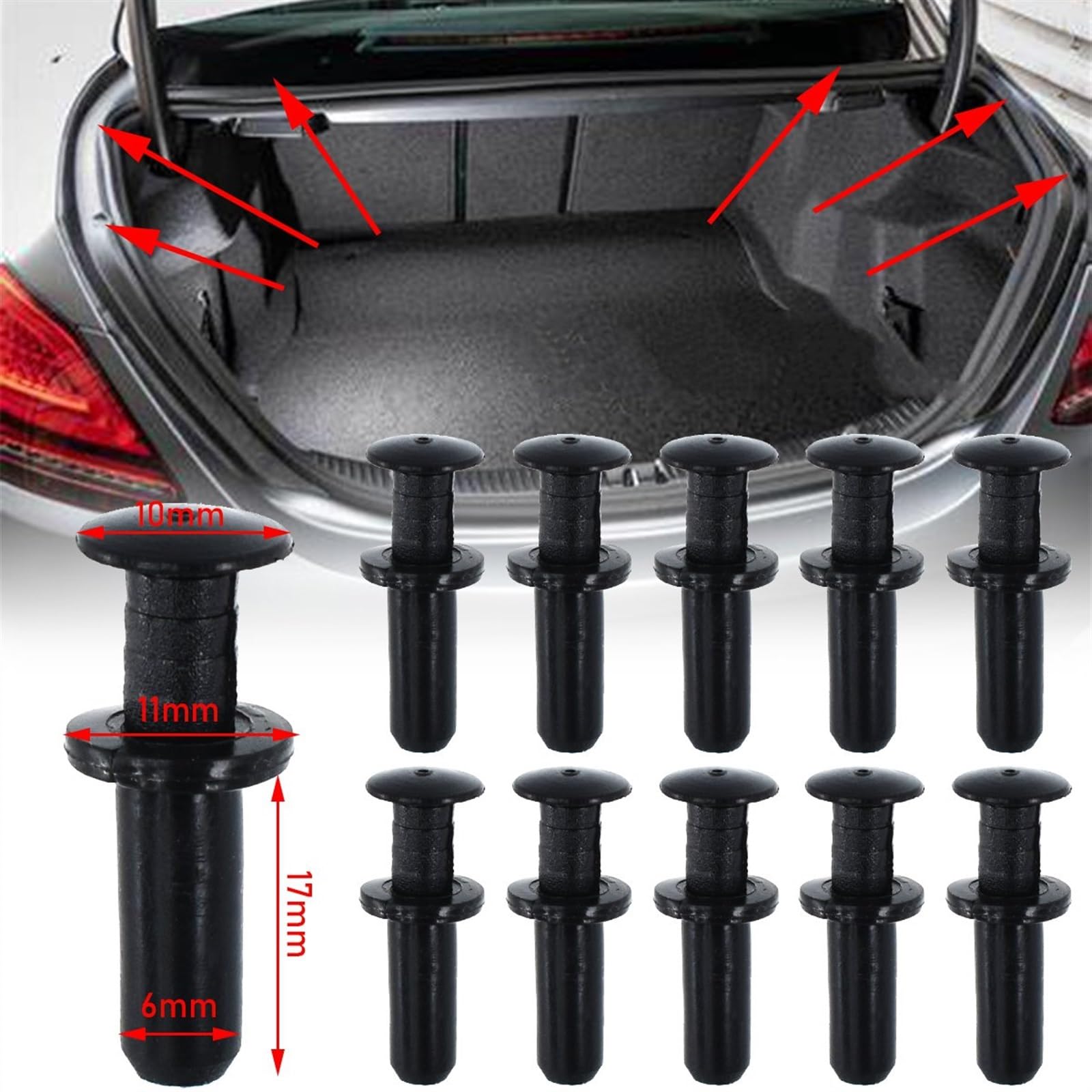 Elementi di fissaggio 10 Clip Rivestimento Portellone Posteriore Dell'auto Elementi Di Fissaggio Interni Il Coperchio Tappeto Bagagliaio Rivetti Di Fissaggio Pannello Di Rivestimento Per Benz Per Clas