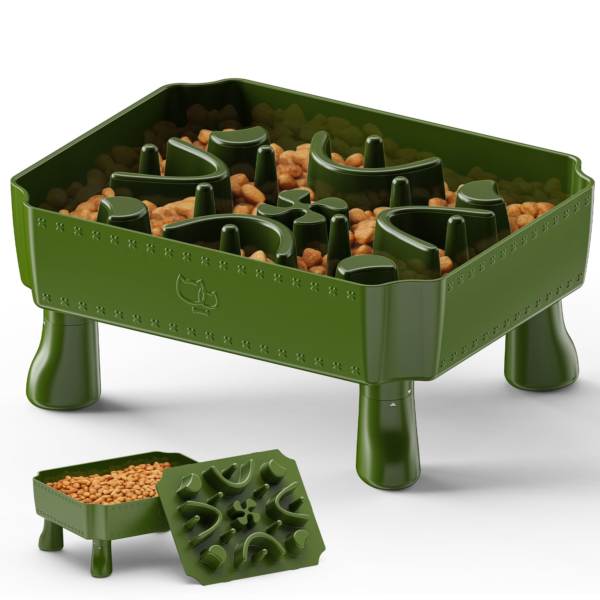 2 in 1 Maze Elevated Dog Food Bowl, Slow Feeder for Large Breed, Anti-Choking, Interactive, Green — image 1