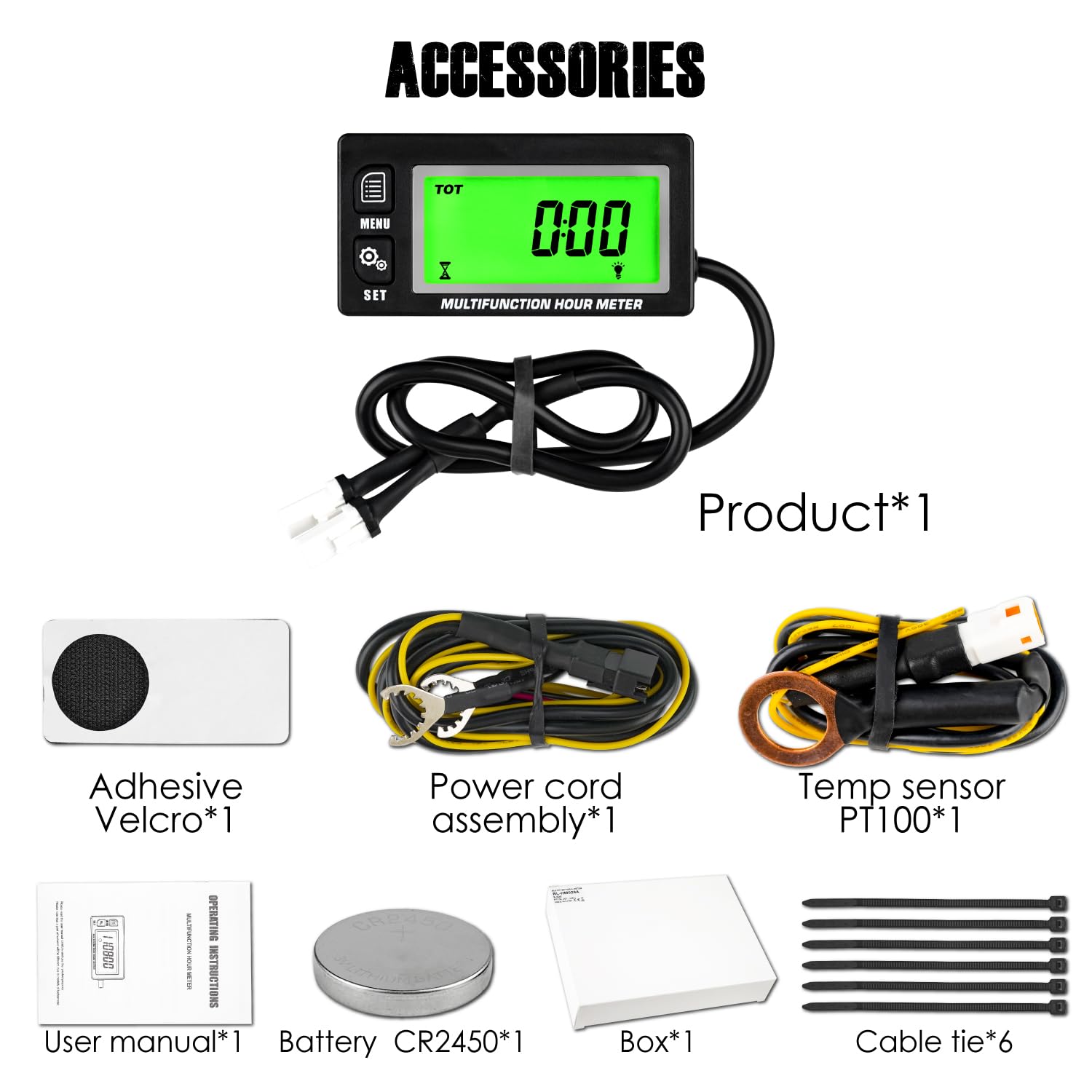 Multifunzione Hour Meter, Record Total Hours & IP65 Waterproof Design per Lawn Mower Tractor Generator Compressor