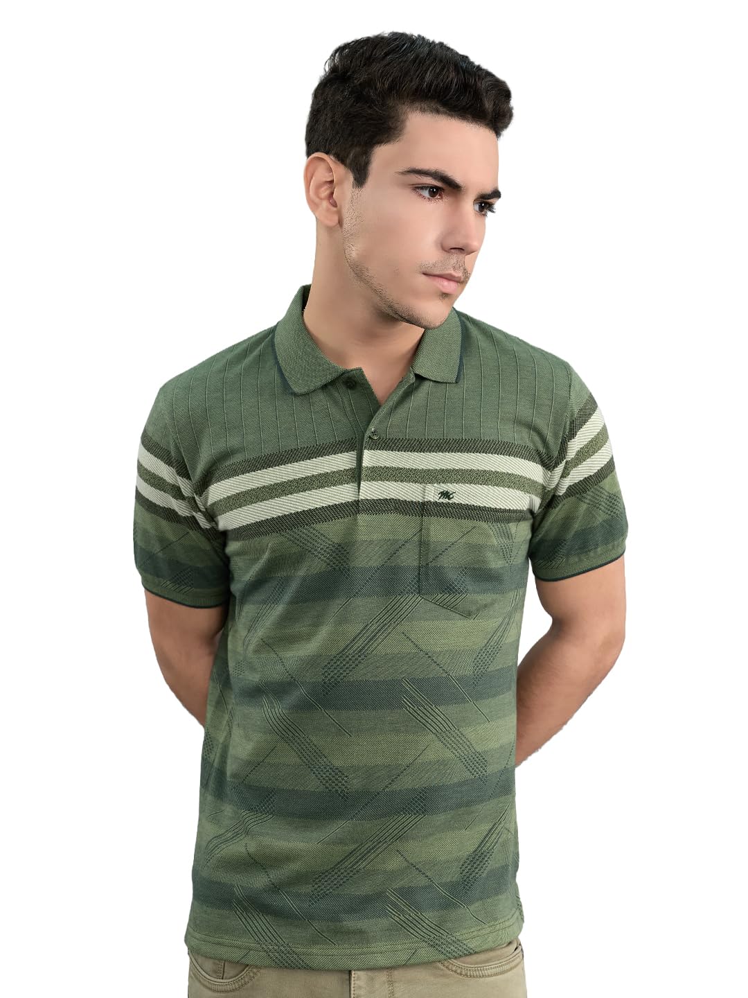 Monte Carlo Men’s Regular Fit Stripes Half Sleeve Collar T-Shirt | Stylish Tee for Men | Soft Comfortable Casual Tshirt for Men's (Pack of 1)-image-9