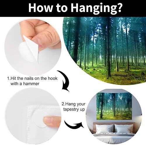 Miniatura 5 de Apdidl Tapiz de montaña forestal de 51 x 60 pulgadas y árboles de bosque brumoso, tapiz de pared de 51 x 60 pulgadas para hombres, dormitorio, sala